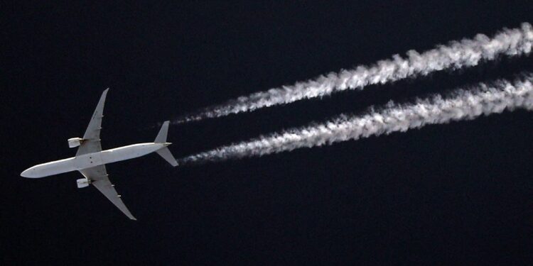 Boeing 777-368(ER), from Saudia, flying over Barcelona airport, in Barcelona on 03th March 2023. 
 -- (Photo by Urbanandsport/NurPhoto) (Photo by Urbanandsport / NurPhoto / NurPhoto via AFP)