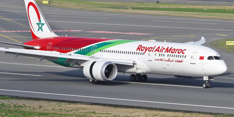 ISTANBUL, TURKEY - OCTOBER 16, 2021: Royal Air Maroc Boeing 787-9 (CN 65559) landing to Istanbul International Airport.