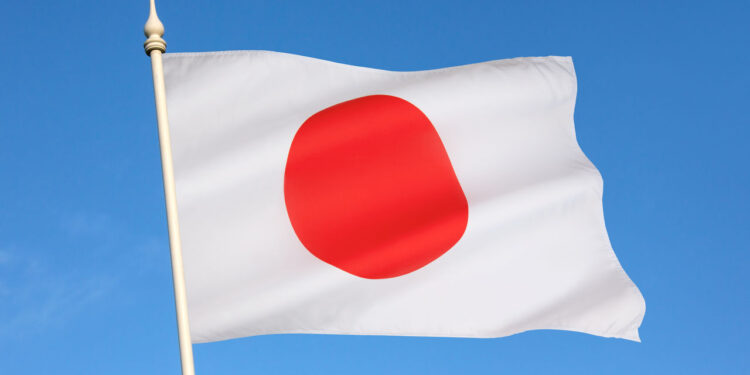 The national flag of Japan is a white rectangular flag with a large red disk (representing the sun) in the center. This flag is officially called Nisshoki in Japanese, but is more commonly known as Hinomaru (circle of the sun).