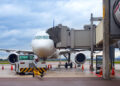Plane on tarmac at the airport of Curitiba, Brazil