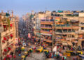 Main Bazar late afternoon, Paharganj known for its concentration of hotels, lodges, restaurants, dhabas and a wide variety of shops catering to both domestic travellers and foreign tourists, especially backpackers and low-budget travellers.