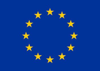 European union flag, official colors and proportion correctly. Vector illustration. EPS10.